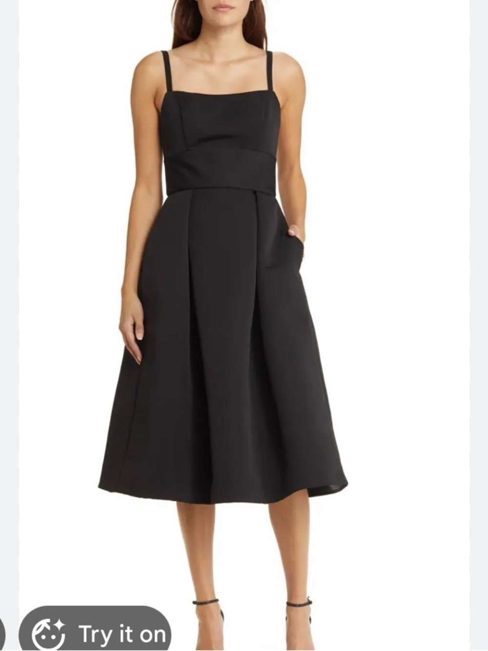 Amsale Faille Cocktail Midi Dress Black